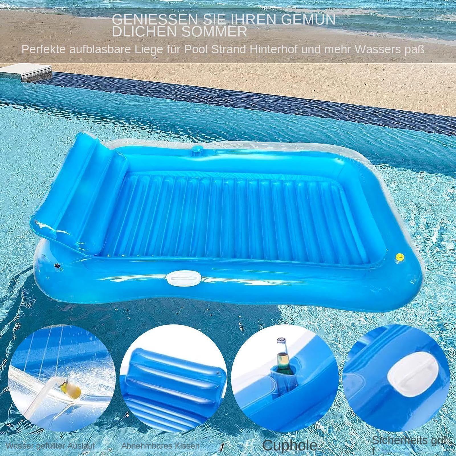 Chaise longue de piscine | Grand flotteur gonflable pliable avec