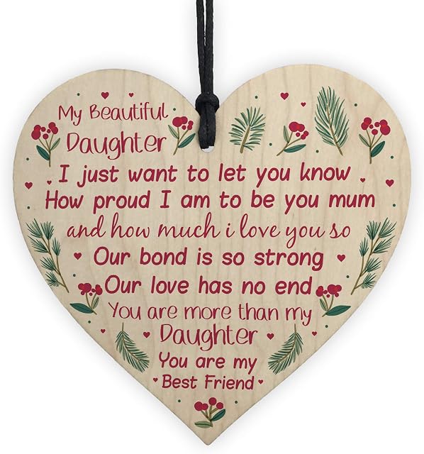 RED OCEAN Daughter Gifts From Mum and Dad Daugher Gifts Birthday Or Christmas Wood Heart