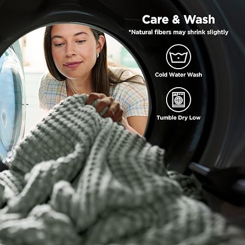 Miniatura 6 de Bedsure Manta refrescante de algodón con diseño gofre, tamaño Queen, ligera, transpirable, de rayón derivado del bambú, para durmientes acalorados,