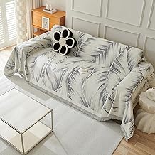 VanderHOME 1-4 Seater Sofa Cover, Blanket and Scarf for Sofa, Botanical Pattern, Reversible Chenille Blanket 180 x 230 cm – Grey