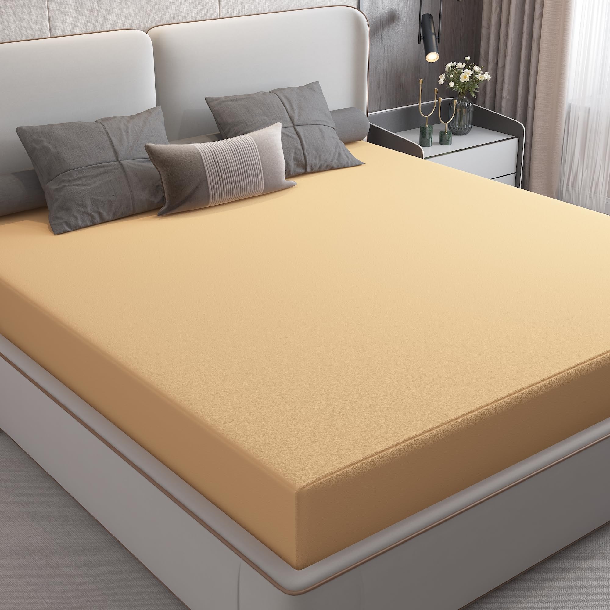 DREAM CARE Waterproof Cotton Mattress Protector for Queen Size Bed (78x60 in, 6.5x5 ft) | Ultra Soft, Breathable, Hypoallergenic Fitted Cover | Beige, Pack of 1 (Beige, 30 X 72 in)-image-27