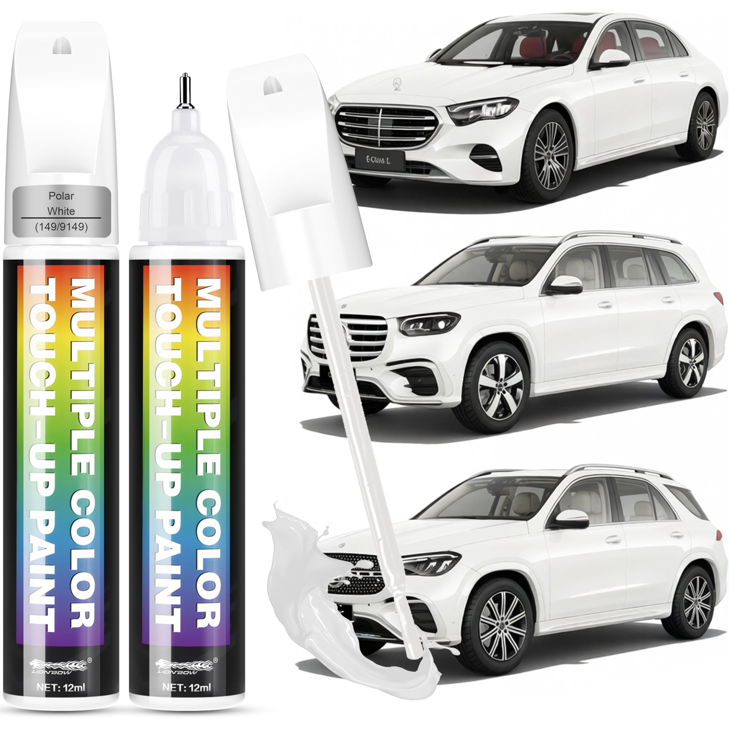 Photo 1 of [2-PACK] Compatible with Mercedes-Benz Touch Up Paint[Polar White(149/9149)]-Exact OEM Match Equivalent,Fast Drying Mula,Eco Friendly Scratch Repair Kit Deep Scratches