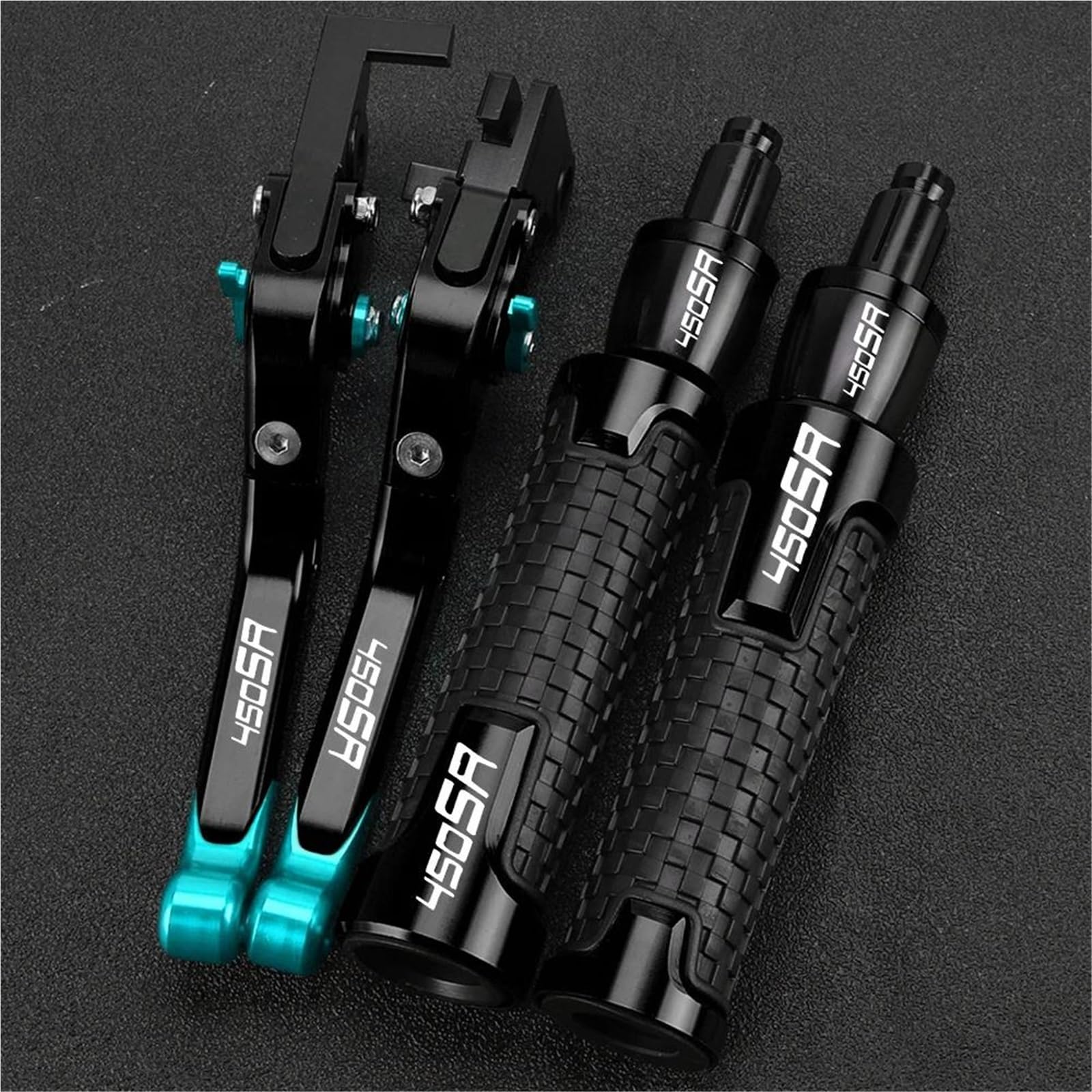 GQUIKGW Replace Motorcycle Extendable Brake Clutch Levers Handlebar Handle Grips Ends Caps for CFMOTO 450SR 450SS 450SRS 2022-2025(Blue 2)