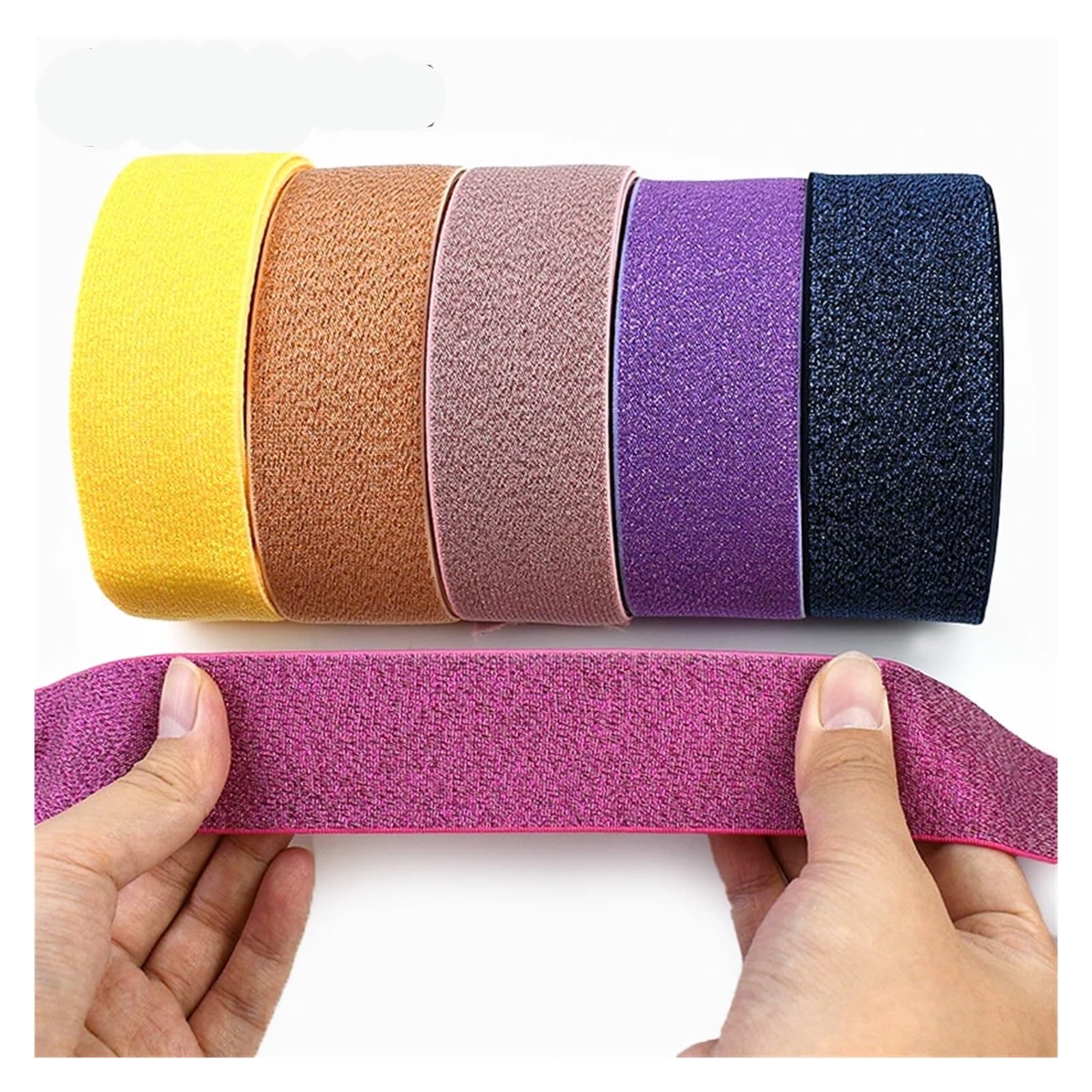 Banda elástica de nailon, bandas de goma for pantalones, cinturón, eslinga, decoración de cintura, cinta elástica, accesorios de costura DIY(WhiteSilver,10Meters,40mm)