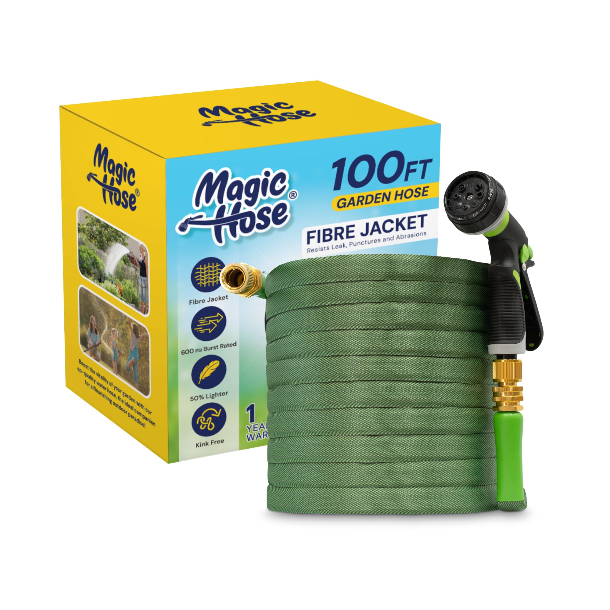 Magic Garden Hose Pipe with Fiber Jacket, 150 FT / 30 Meters — image 1