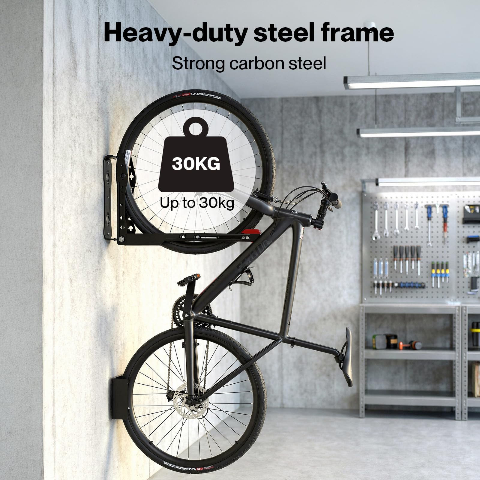 MONVELO Swivel Bike Wall Mount, Adjustable Bike Wall Rack Bike Hanger, Fits 24"-29" Tyres, Holds Up to 30kg - Image 5