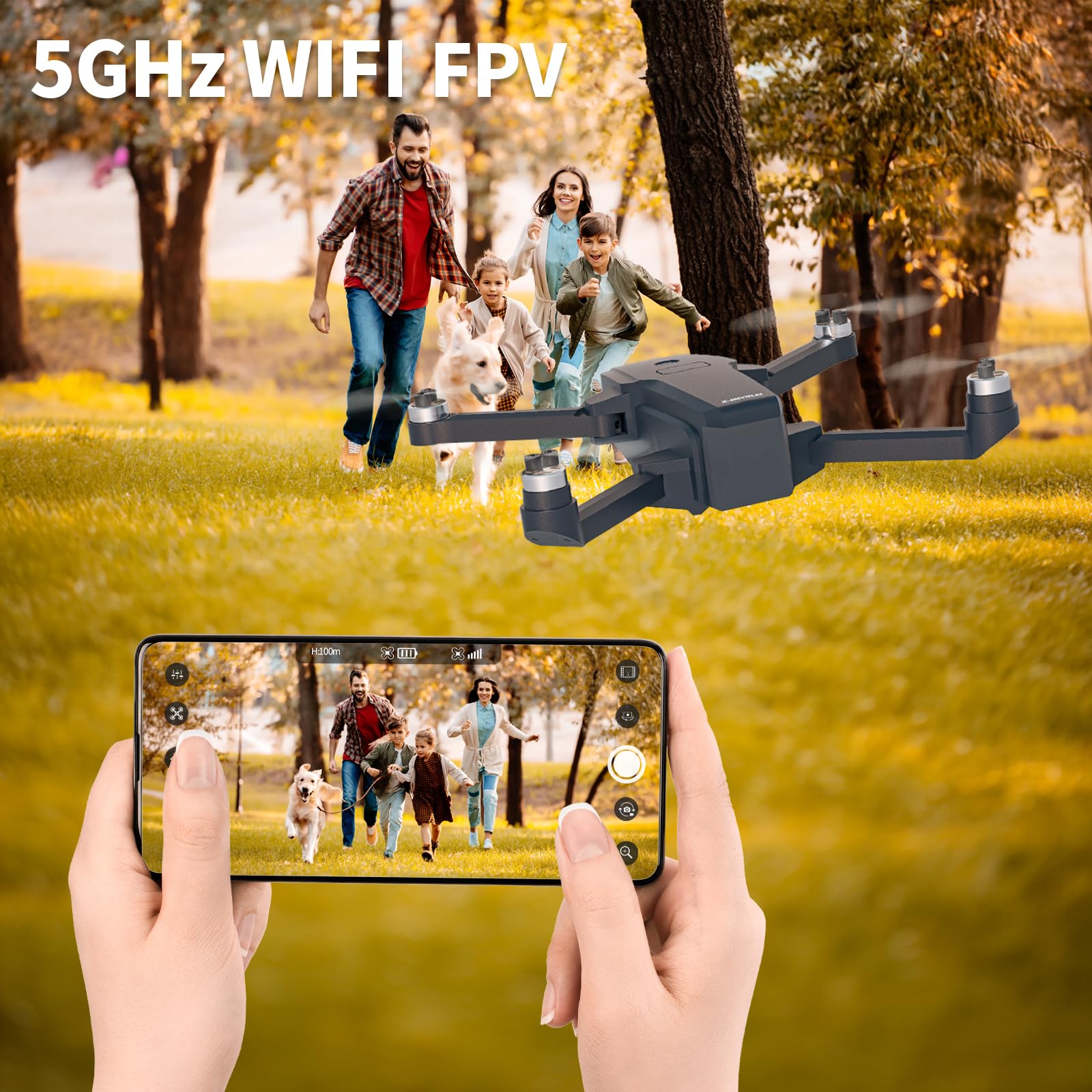 GPS Drone con telecamera 4K, Velocità massima 40 km/h, Droni Professionali Con Motore Brushless, FPV RC Quadcopter Pieghevole Telecomando Ritorno Automatico, Decollo/atterraggio con un solo tasto