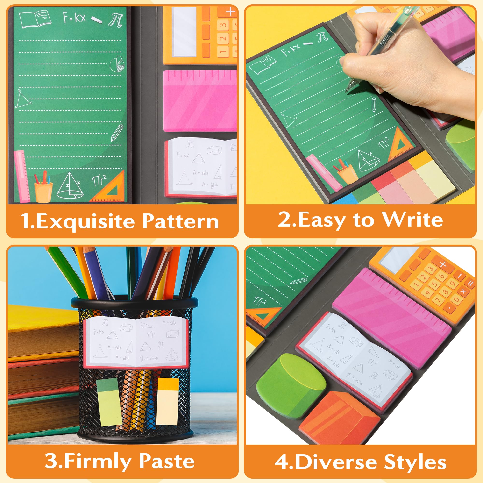 B1ykin Cute Sticky Notes Set - World’s Best Math Teacher Self-Stick Notes Pad, 550 Sheets Writing Memo Pages Sticky Notepad for Appreciation Gifts, School Office Party Supplies (Math Teacher)
