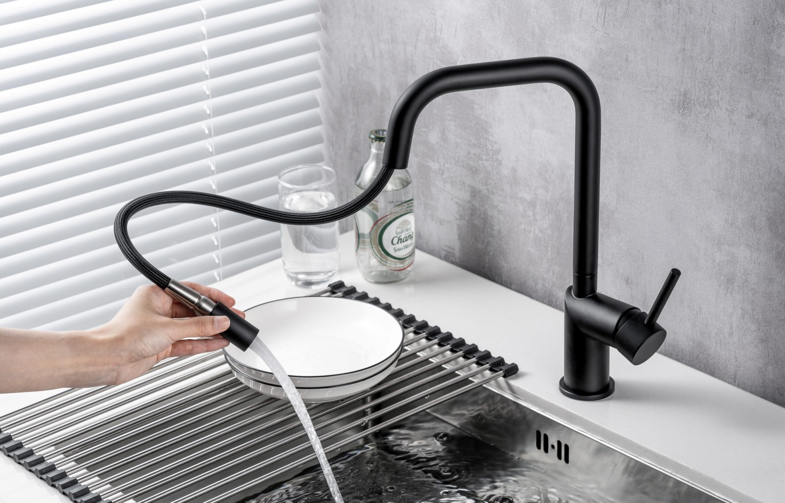 Grifo Cocina Extraíble Monomando Acero Inoxidable S304 | Grifo Fregadero Cocina con Caño Flexible, Giratorio y Cartucho Cerámico | Grifería Cocina Moderna IMEX Monza