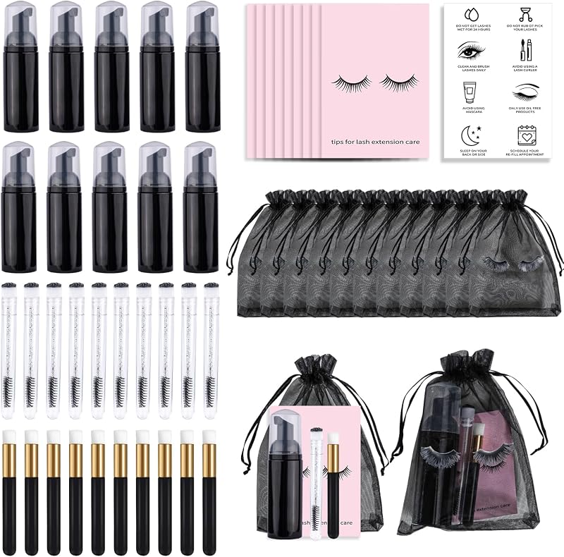 Bebbtiy Kit com 50 acessórios para cuidados de cílios, preto