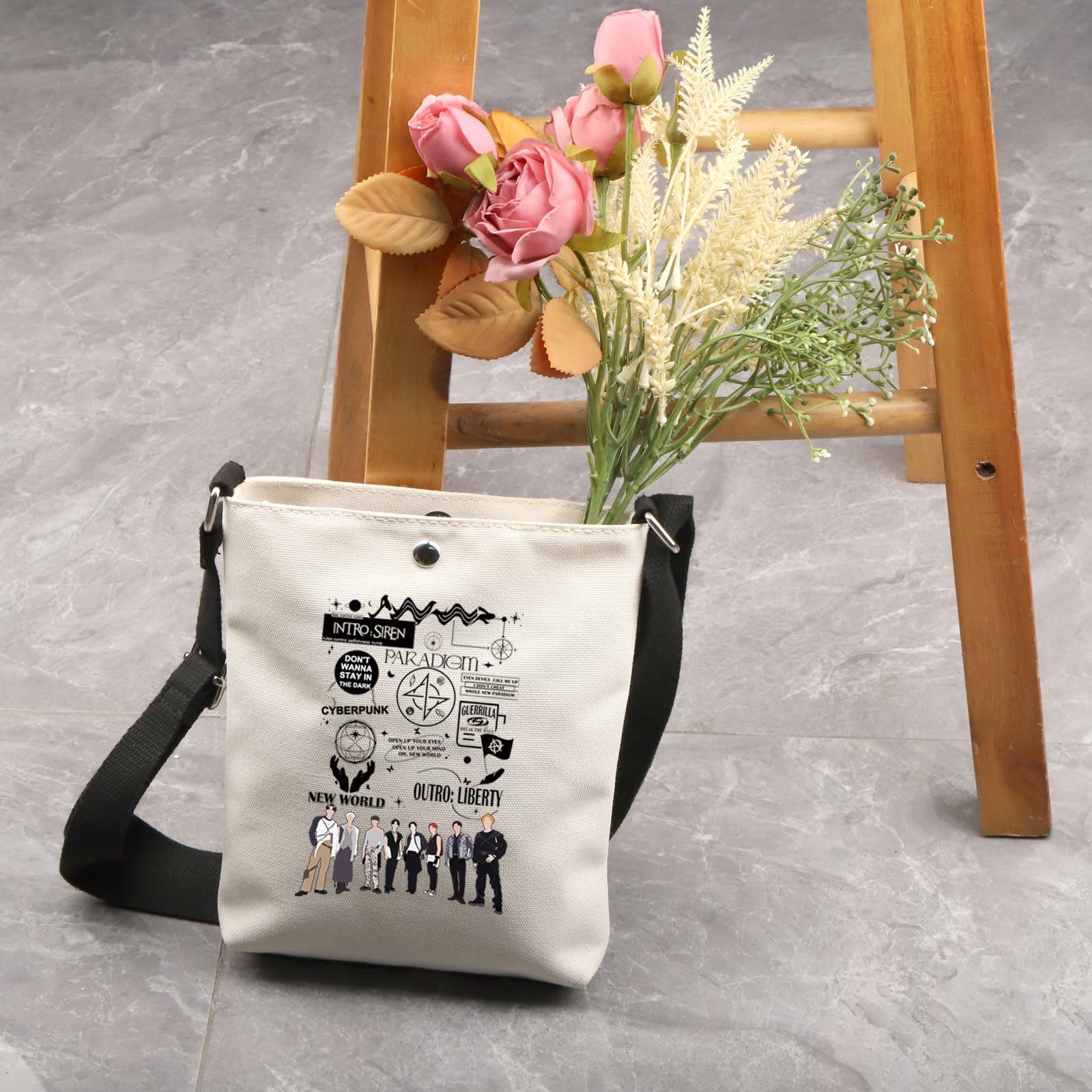 UJIMS K-POP Boy Group Gift Ateezz - Bolsa cruzada para fanáticos de los personajes de los fanáticos de la música, regalo inspirado en el álbum de cantantes, mercancía para amantes