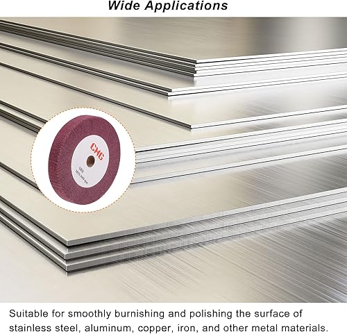 Miniatura 5 de uxcell Rueda de pulido no tejida de grano 320 de 5.906 in x 0.984 in, rueda de pulido abrasiva de alambre de nailon para acero inoxidable, cobre rojo
