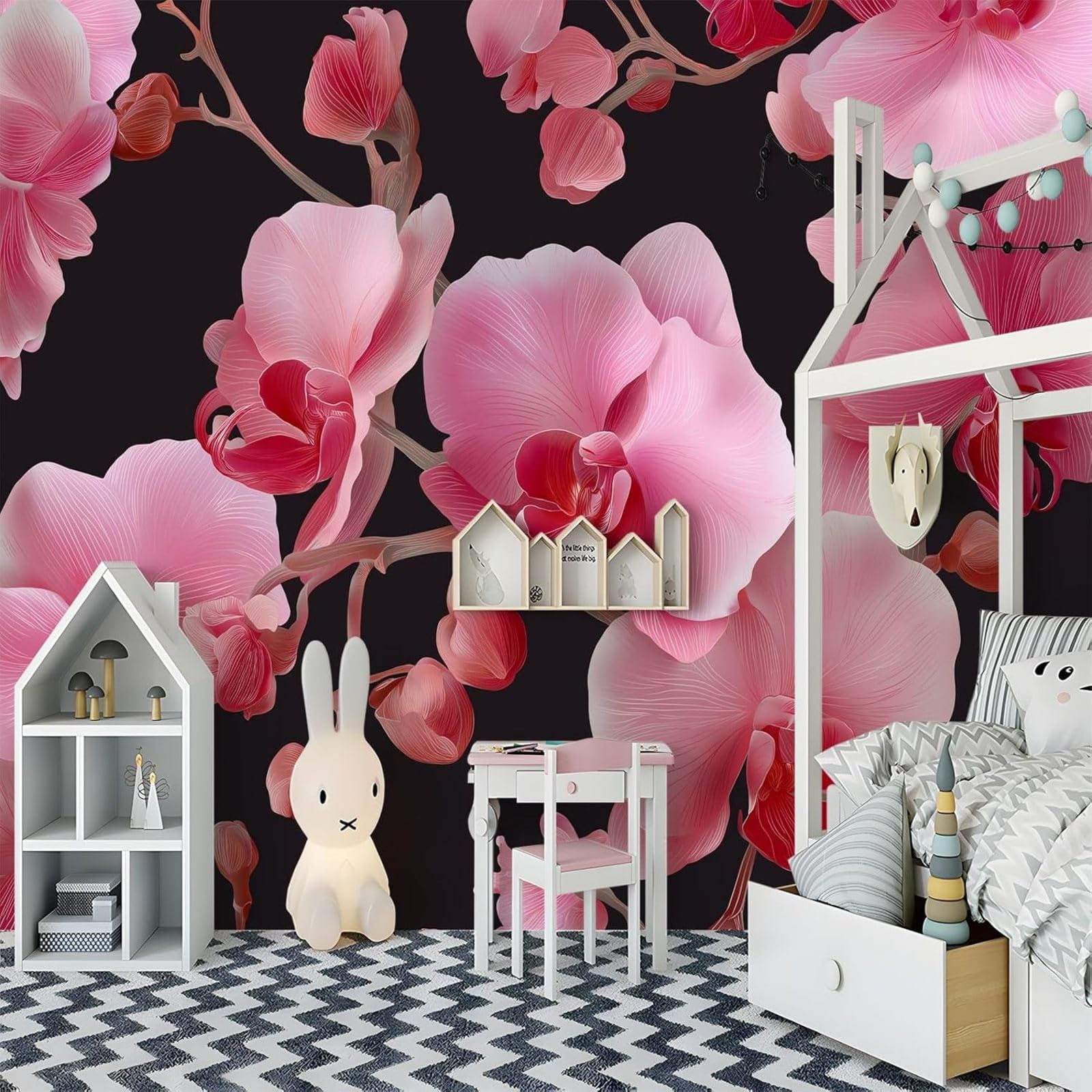 Chinese Style Romantic Photo Wallpaper - Removable Gradient Floral Pattern for Living Room, Children's Room, Teenager's Room - Wall Decoration Pink, 250cm x 175cm Stickers - Frameless Painting - Poste