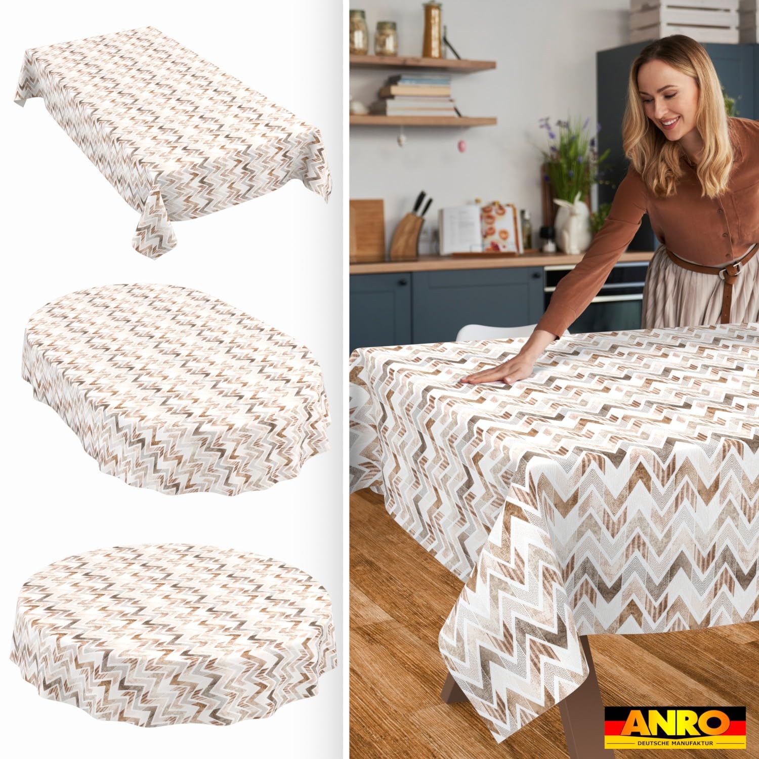 ANRO Obrus zmywalny Zygzak 300x140 cm ogrodowy