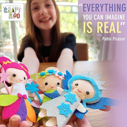 Vista 2 de Kits de costura de hadas para niñas pequeñas, 5 proyectos fáciles para niños, manualidades para niños, haz tu propia almohada de fieltro, kit