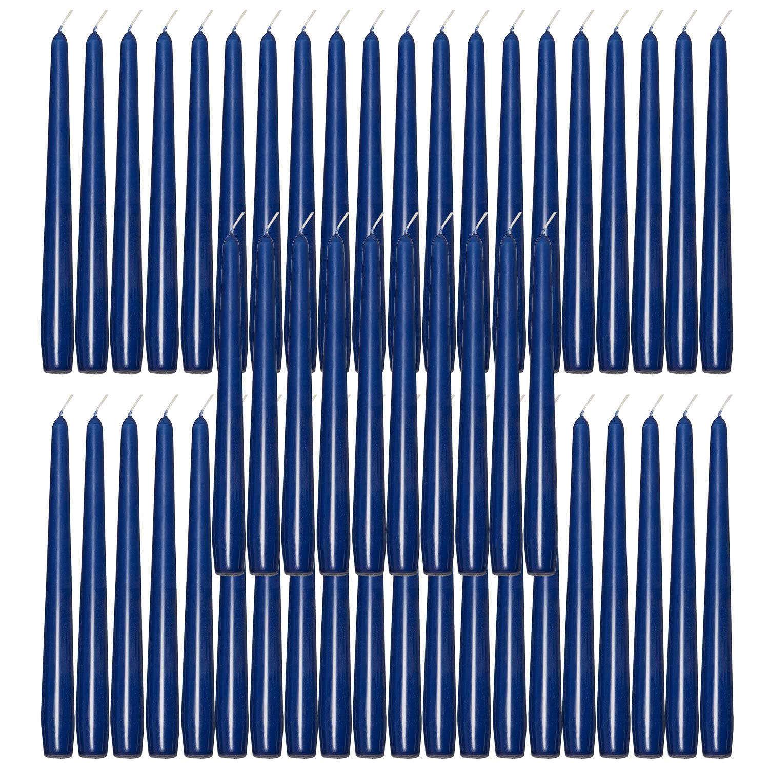 Deli Supplies Dinner Party Christmas Table Decor Bistro Candles Non Drip Tapered 9” 24cm Tall Taper Candle 7 Hour Burn Time Smokeless and Dripless Quality Wax (Blue, 50)