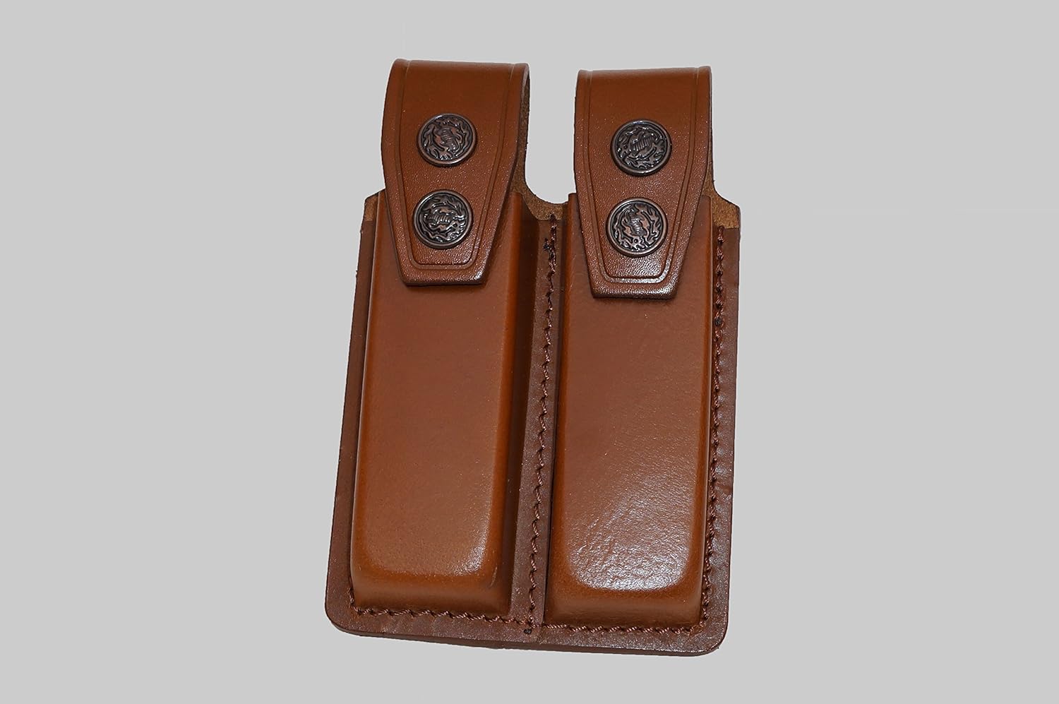 K092 Leather Double Magazine Pouch/Carrier/case for Glock 17 19 22 23 Handmade! (Brown)