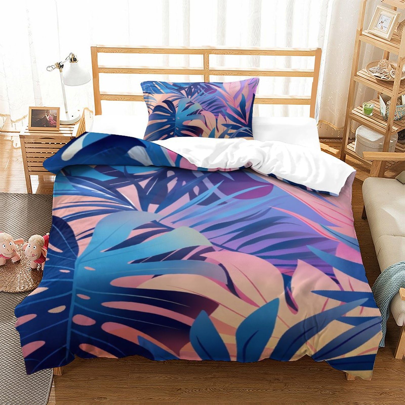 Housse de couette tropicale 135x200cm anti-plis pour le lit des enfants