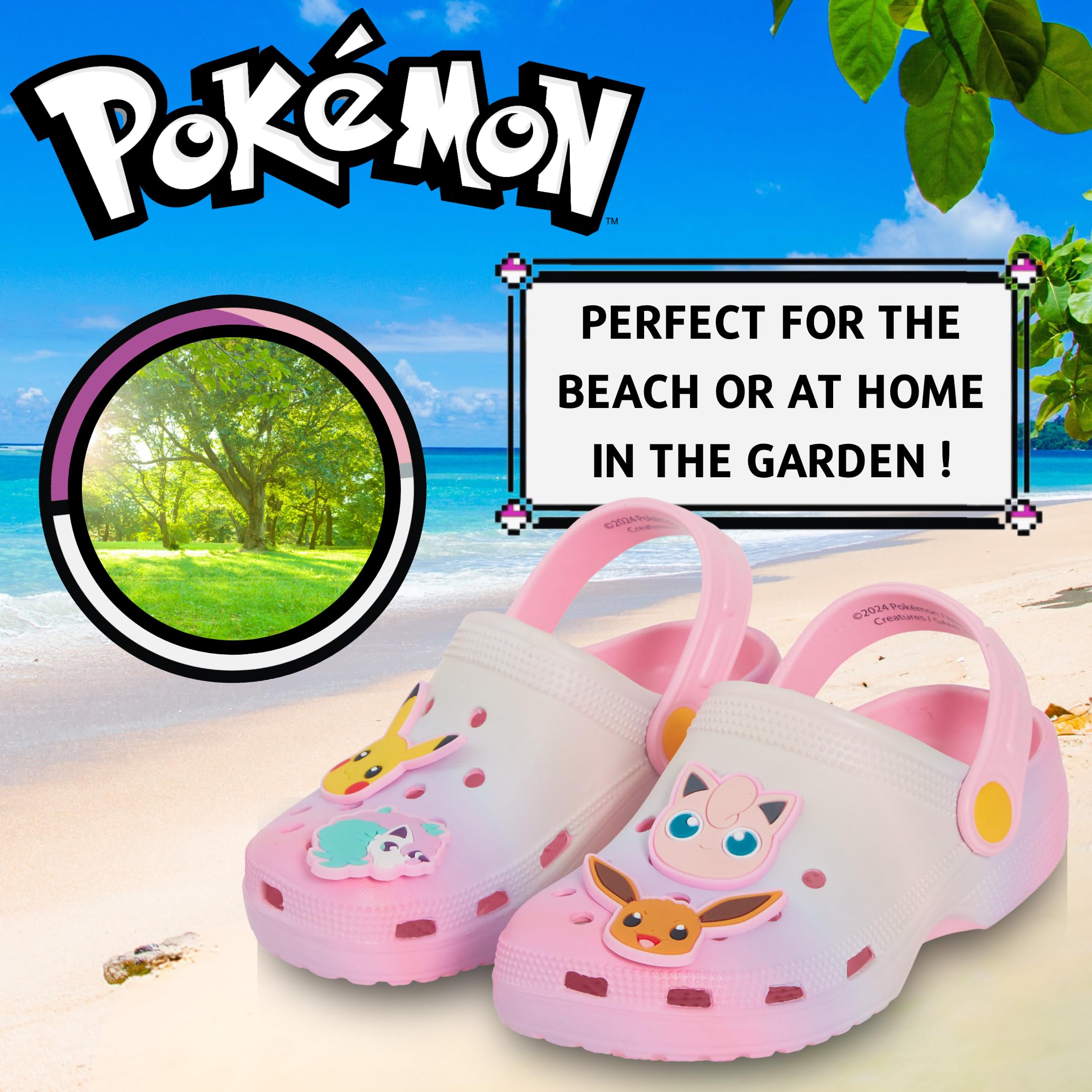 Pokémon Zoccoli Bambina con Charms Sandali Bambini Pikachu Eevee Ponyta Jigglypuff Infradito Mare Vacanza