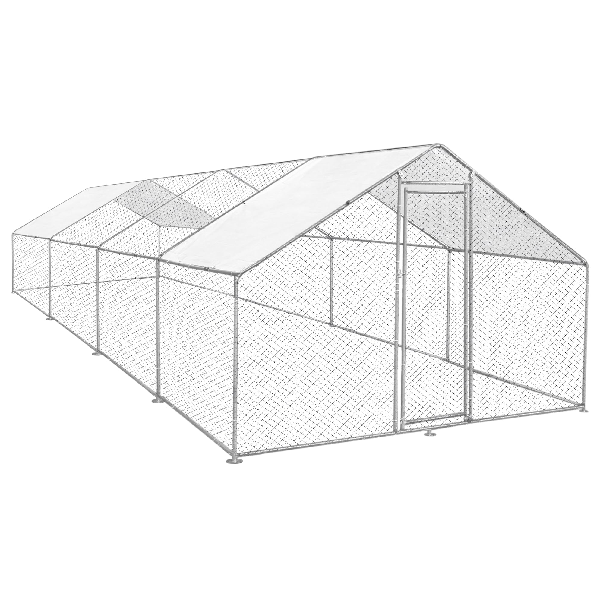 Walk In Chicken Run Cage Coop 4m x 8m x 2m Dog Pen House Kennel Large Metal Enclosure Rabbits Ducks Poultry Roof Cover Shelter Sunshade Pets Outdoor Backyard Farm Animal