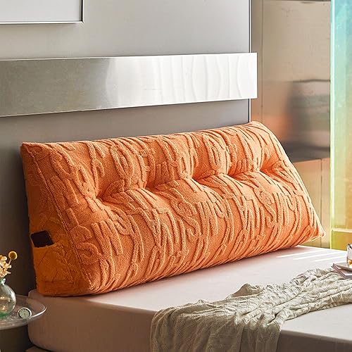 Miniatura 8 de Almohada triangular para cabecero grande, respaldo de cuña de lectura, respaldo copetudo, cojín de apoyo para sofá cama con funda extraíble, rosa,