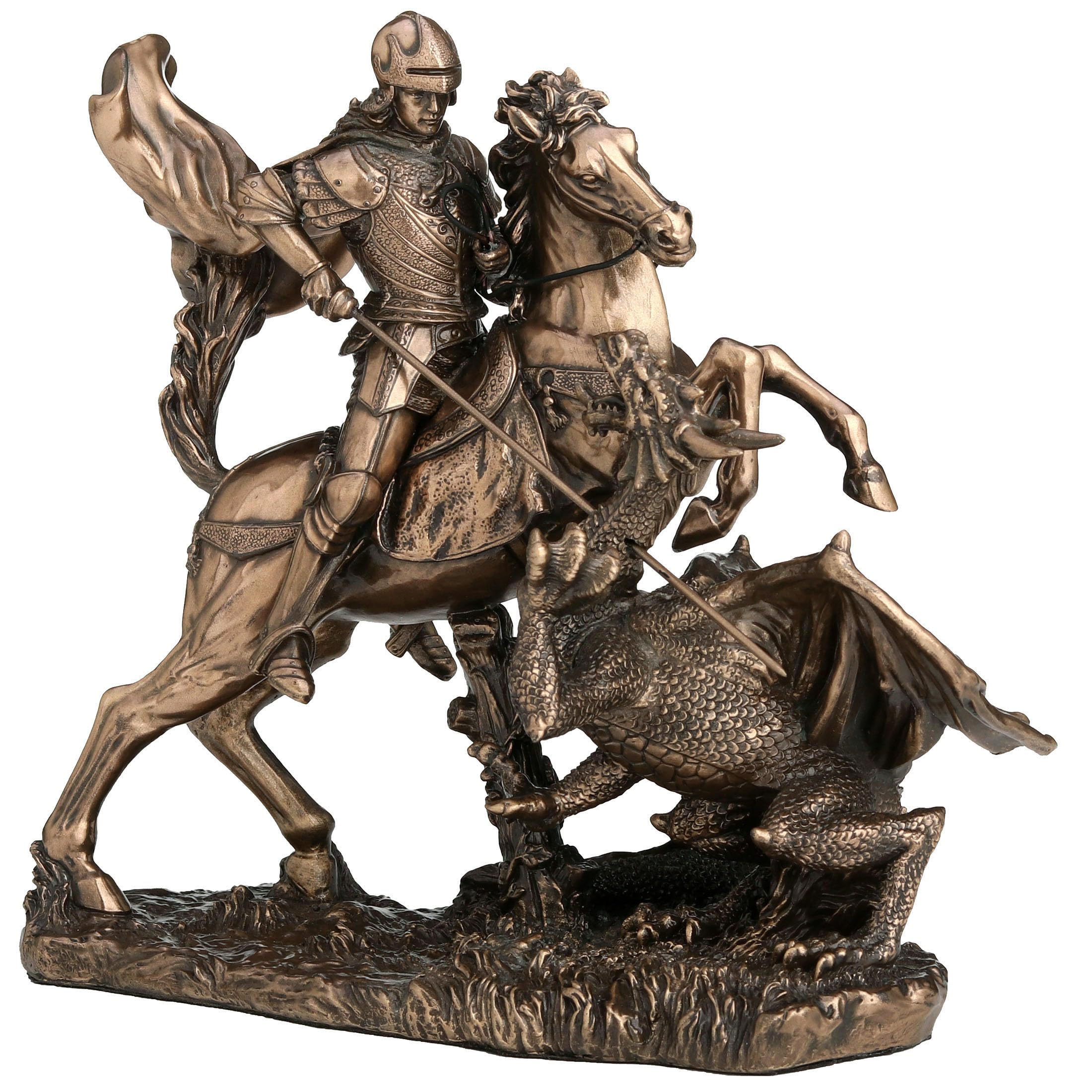 Veronese Design Escultura de Resina fundida en frío de 6 1/4 Pulgadas de San Jorge el Matadragones con Acabado de Bronce