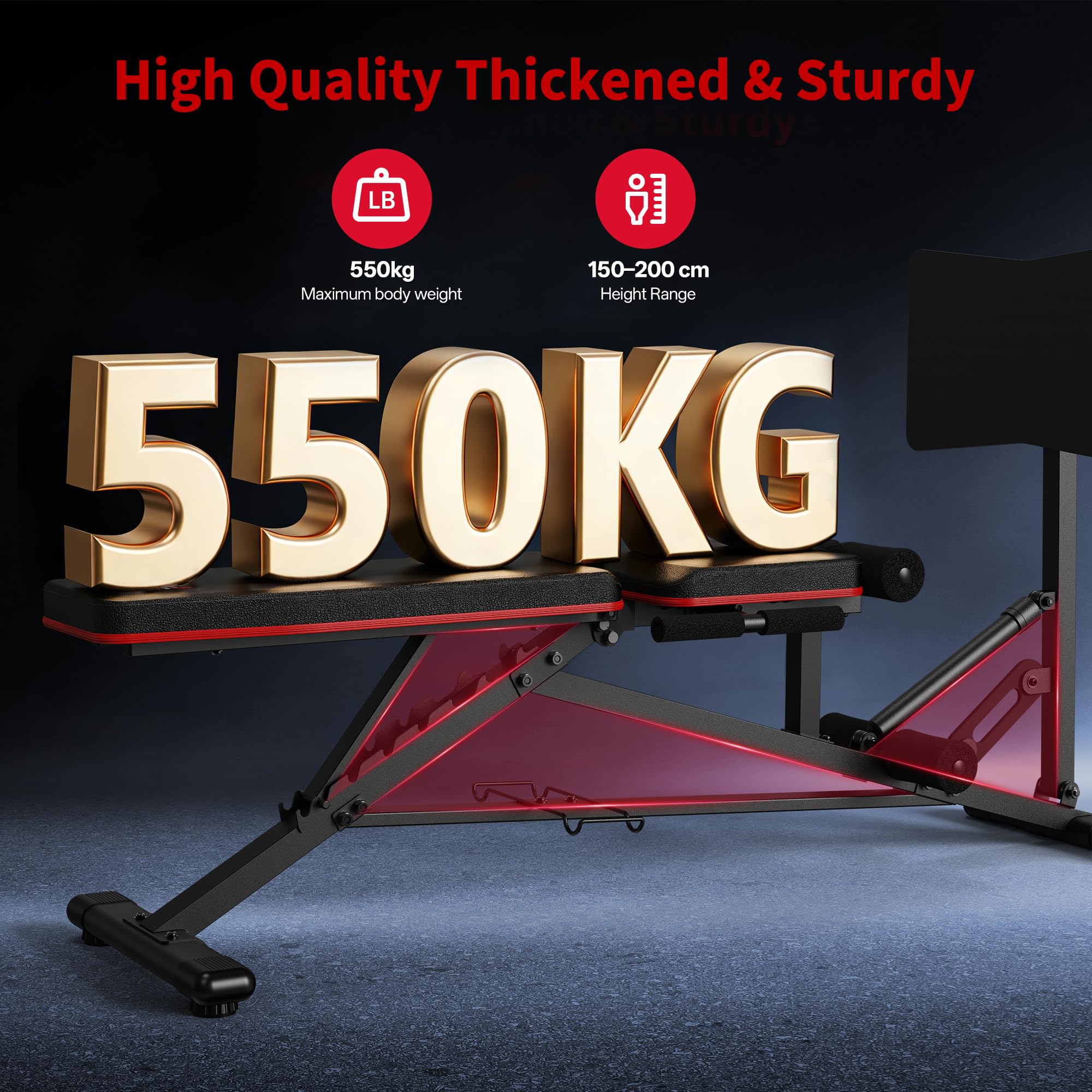 PASYOU Macchina Pressa per Gambe Multifunzionale, Panca Regolabile con Estensione Gambe, Capacità di Carico 550 kg, Attrezzo per Allenamento Gambe per Palestra Domestica con Supporto Manubri