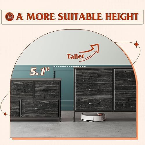 Miniatura 9 de WLIVE Dresser for Bedroom with 5 Drawers, Wide Dressers with Drawer Organizers, Chest of Drawers, Fabric Dresser for Living Room, Closet, Hallway,