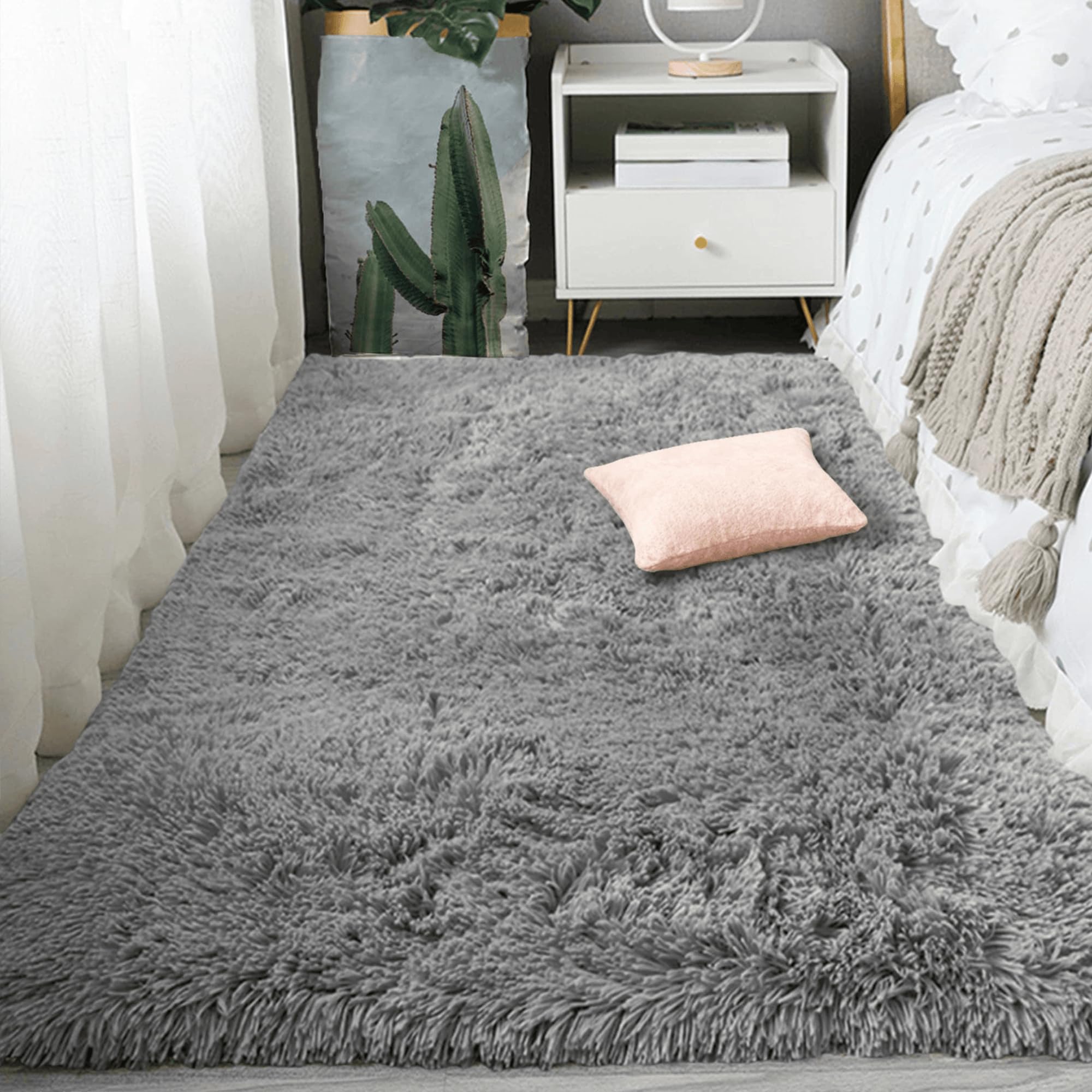 Tapis lavable et antidérapant 240 x 340 cm doux et moelleux pour salon