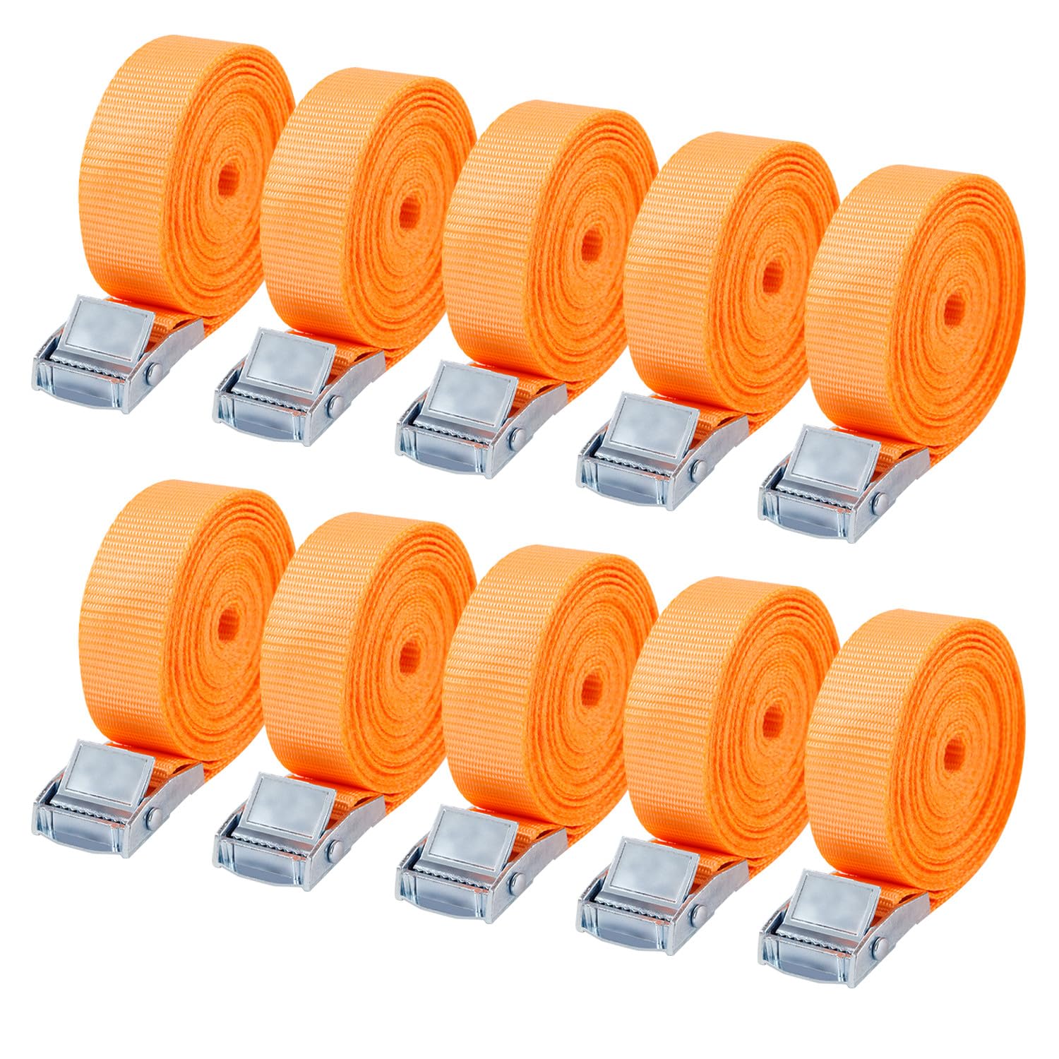 10 Stück Spanngurt kurz 2M,Zurrgurt,Spanngurte mit Klemmenschlössern,Wirtschaftlich und anwendbar,entsprechen DIN EN 12195-2,für Auto,Fahrrad,Sackkarre,Motorrad,Gepäck,Camping