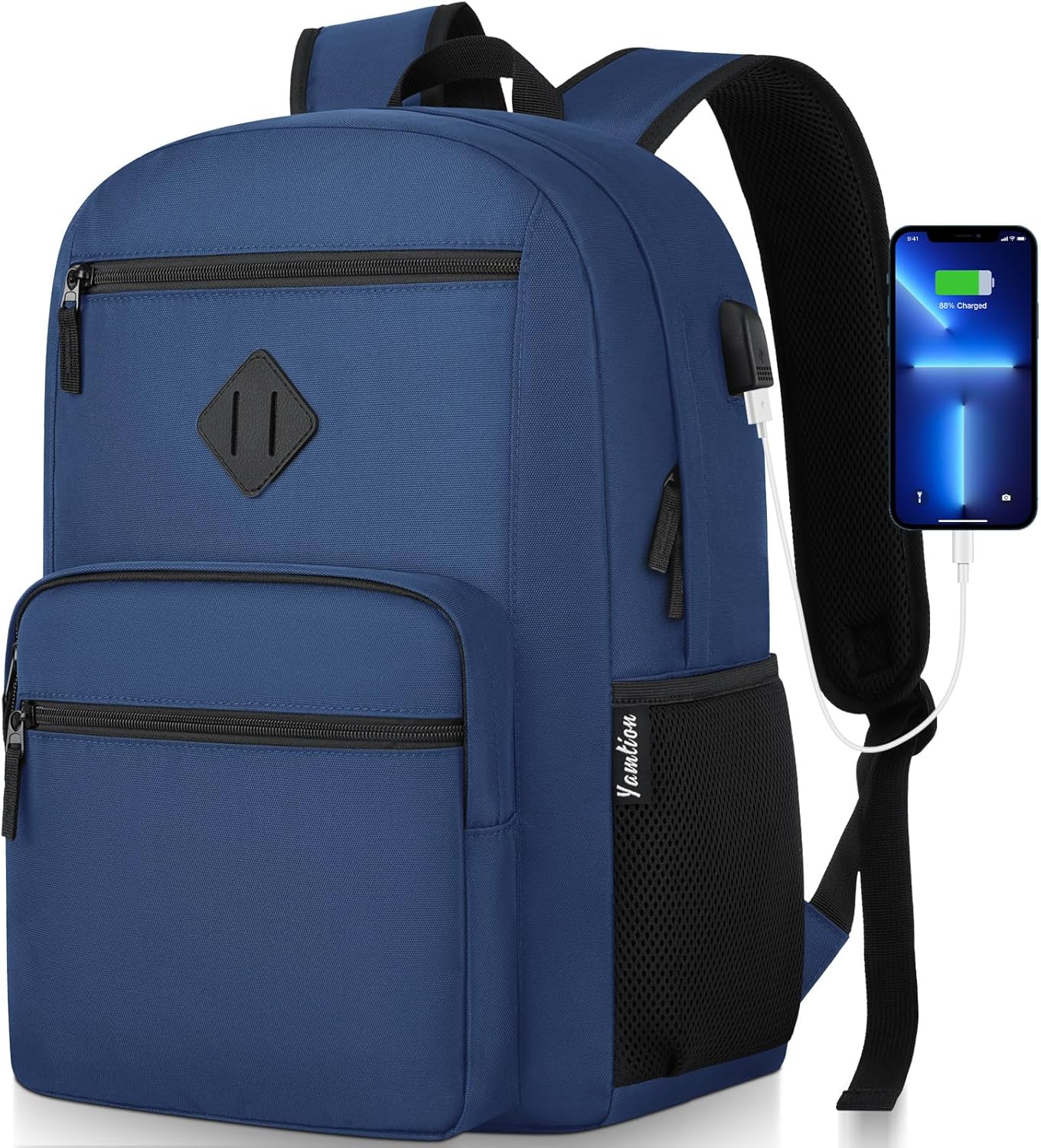 YAMTION Gray Backpack,School Bookbag for Teens and Adults Schoolbag Fits 15.6 Inch Laptop Lightweight College Backpack for Daily Commute School