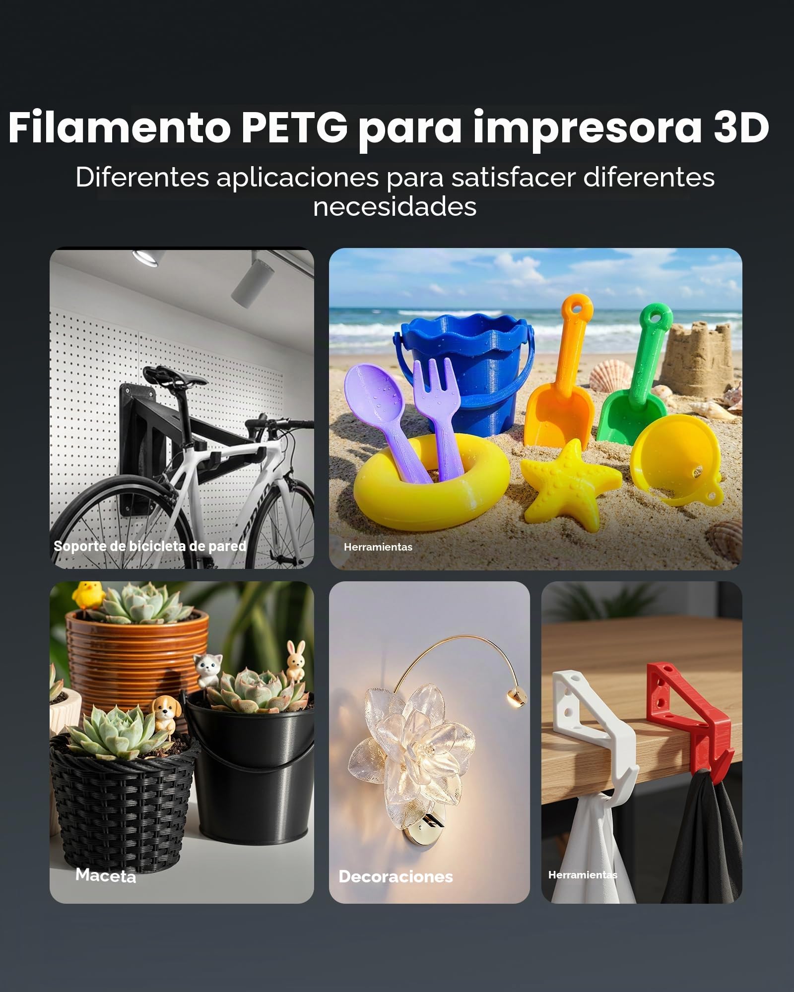SUNLU PETG Filament 1.75 mm, Filamento para Impresora 3D, Negro, Bobina de 1 kg