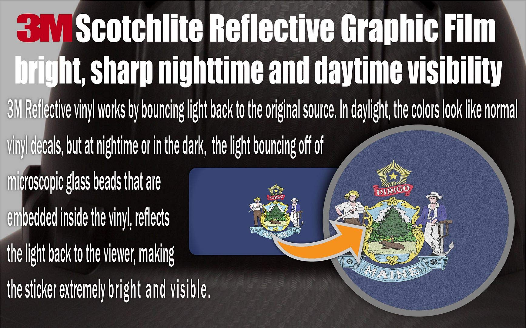 (x10) 3M Reflective Maine and US Flag Stickers | Versatile Safety Decals | Hard hats, laptops, bikes, toolboxes