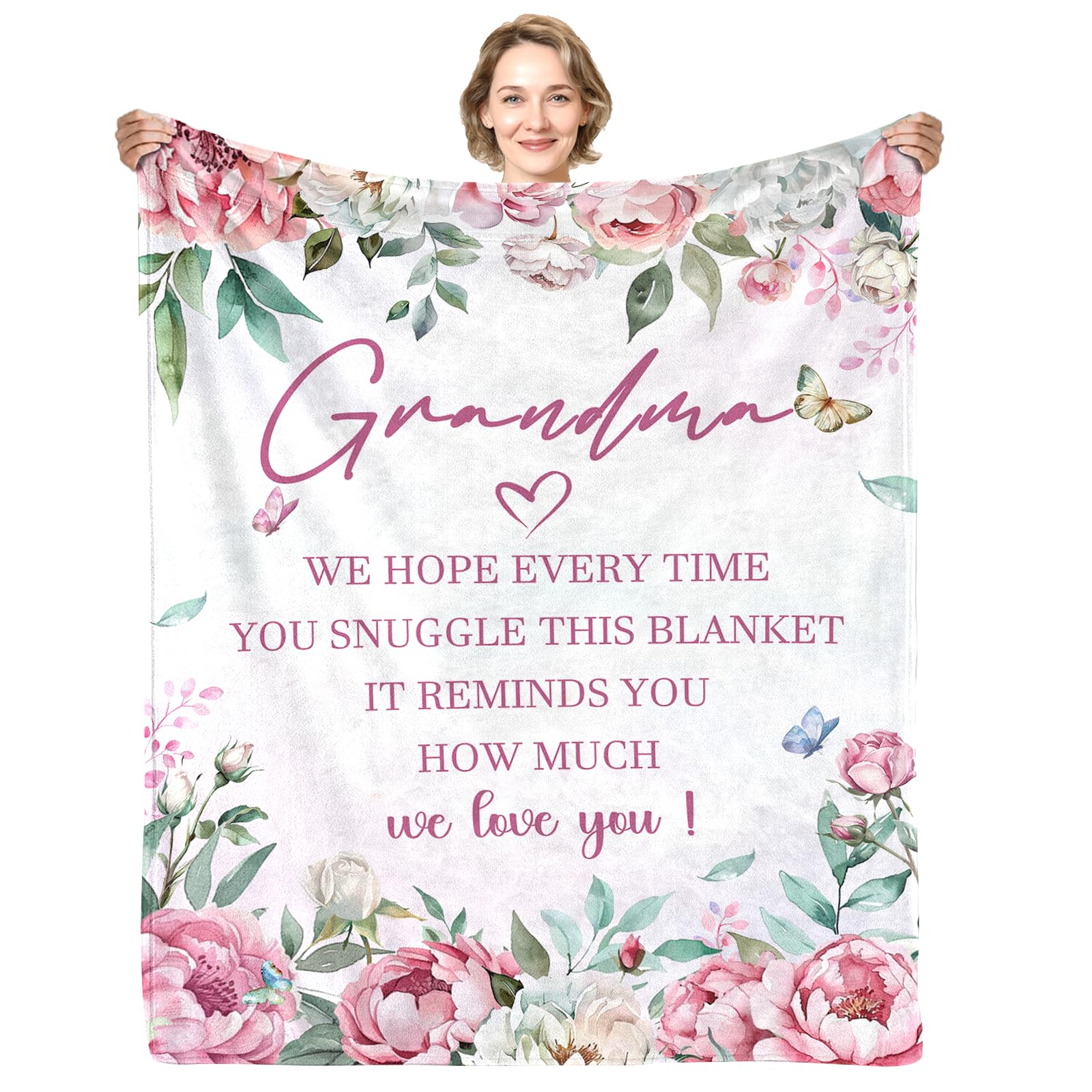 Yasrlvun Grandma Gifts From Grandchildren, Grandmother Birthday Gift 50X60 Inch Blanket Mothers Day Throw Blankets Present For Grandmother