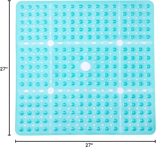 Miniatura 7 de ENKOSI Tapete de ducha cuadrado de 27 x 27 pulgadas, tapete antideslizante para ducha de baño para suelos de ducha lisos, tapete de baño cuadrado