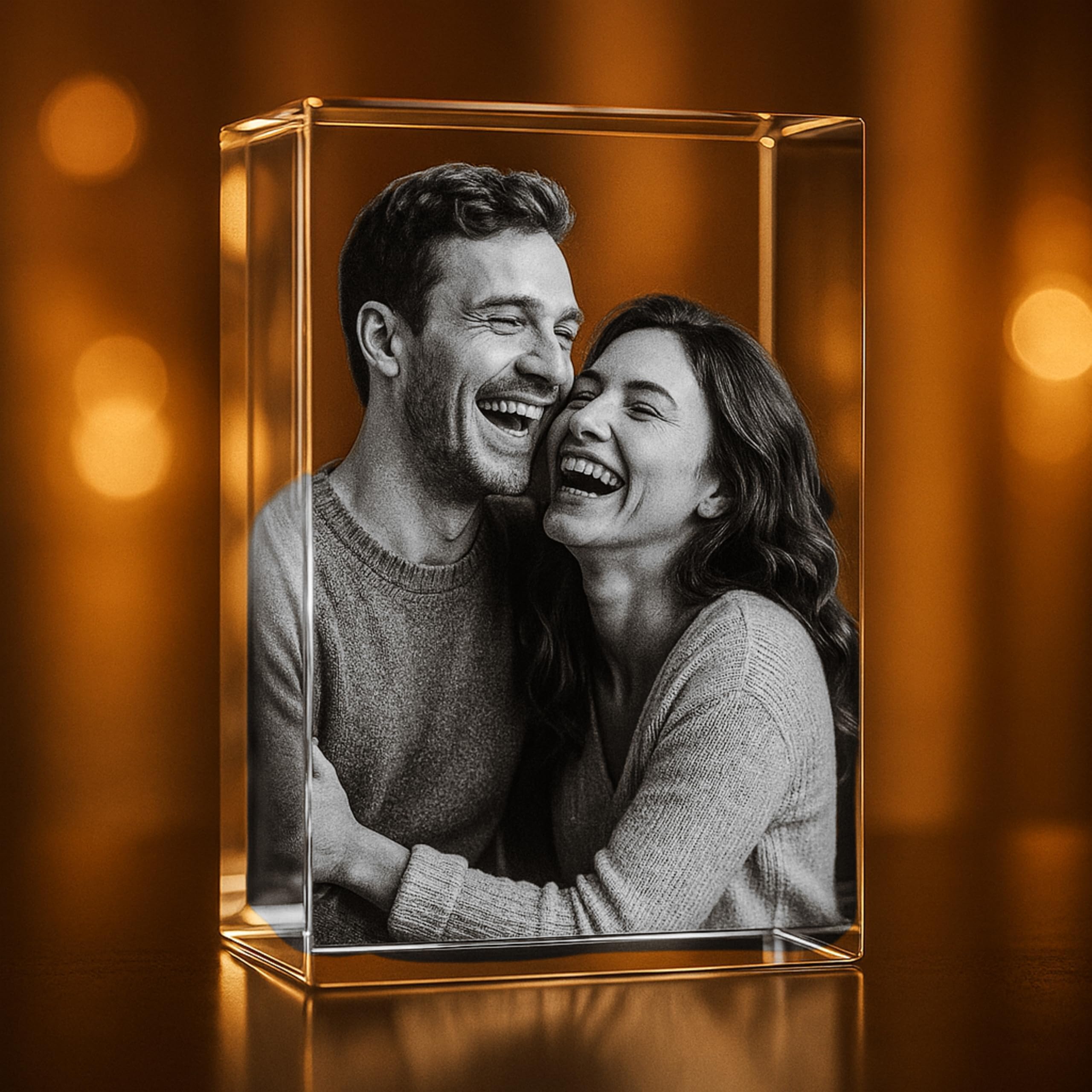 A&B Crystal Collection Personalized Custom 3D Holographic Photo Etched Engraved Inside The with Your Own Picture (Birthday, Wedding Gift, Memorial, Mother's Day, Valentine's, Christmas, Personalized)