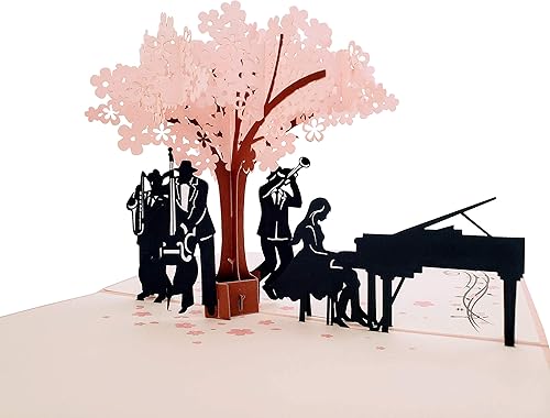 Miniatura 6 de iGifts And Cards Smooth Jazz Band 3D Pop Up Tarjeta de felicitación  Regalos geniales para amantes de la música, impresionante árbol de cerezo,