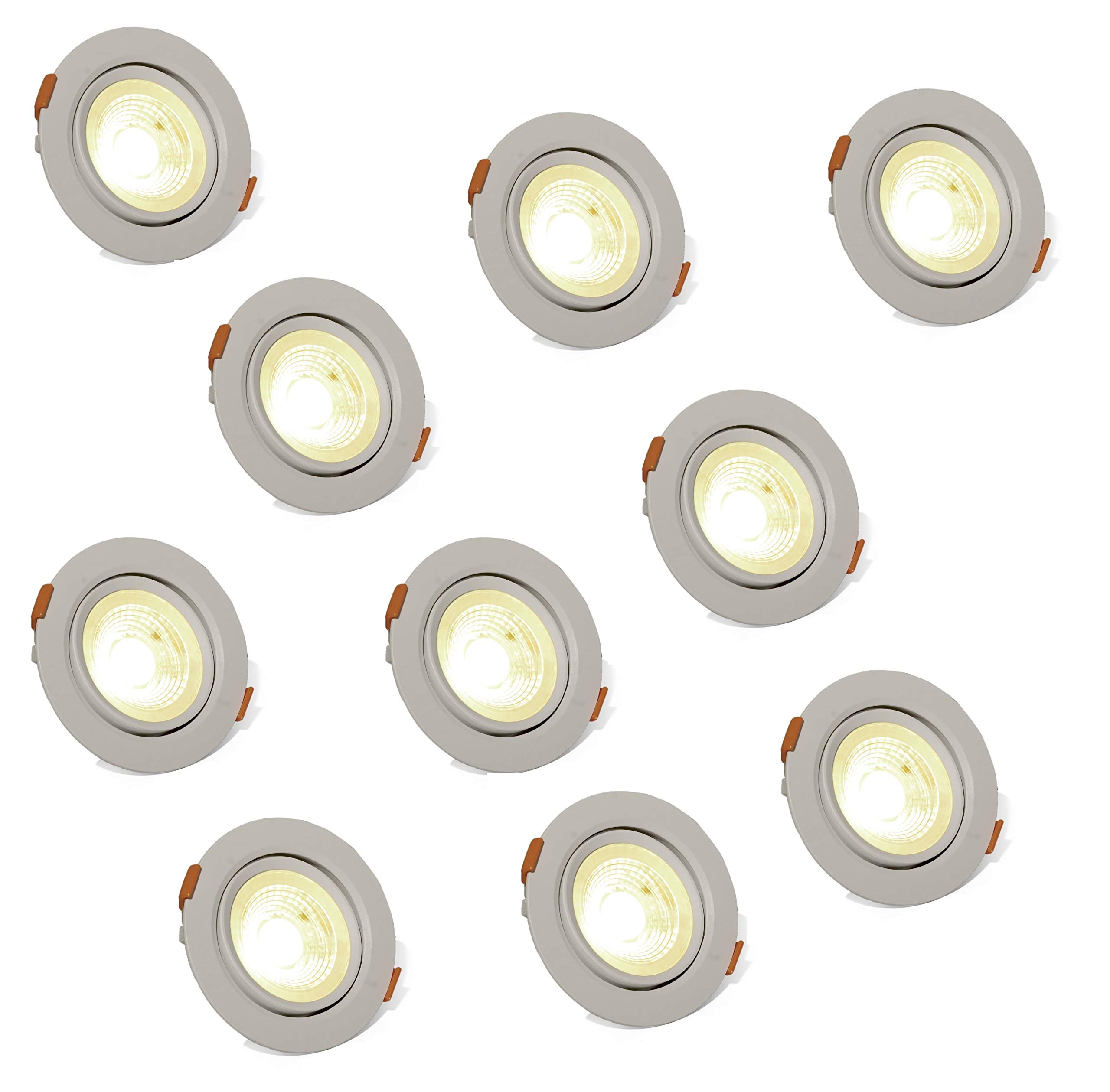 D'Mak 9 Watt COB Focus Round LED 36 Degrees Beam Angle, Energy Saver Down Ceiling Pop Light (3" x 3-inch, Warm White)- Pack of 10