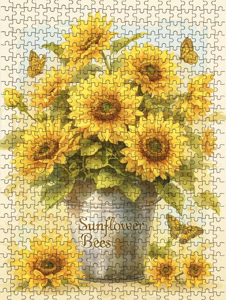 Amarillo Girasol Puzzle 1000 Piezas, Rompecabezas Adultos Puzzle, 3D Un Rompecabezas, Desafiante Puzzles de Decoración Juego de, Juego Educativo para Toda la Familia, para Regalo Decoración FNKL7-1018
