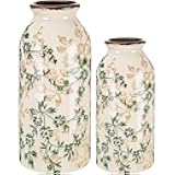 Ninehaoou 2 Pcs Vintage Ceramic Flower Vase, Rustic Boho Farmhouse Decor for Home, Table, Shelf, Office, Small Decorative Centerpiece, Cute Aesthetic Gift (6.1 Inches/7.8 Inches)