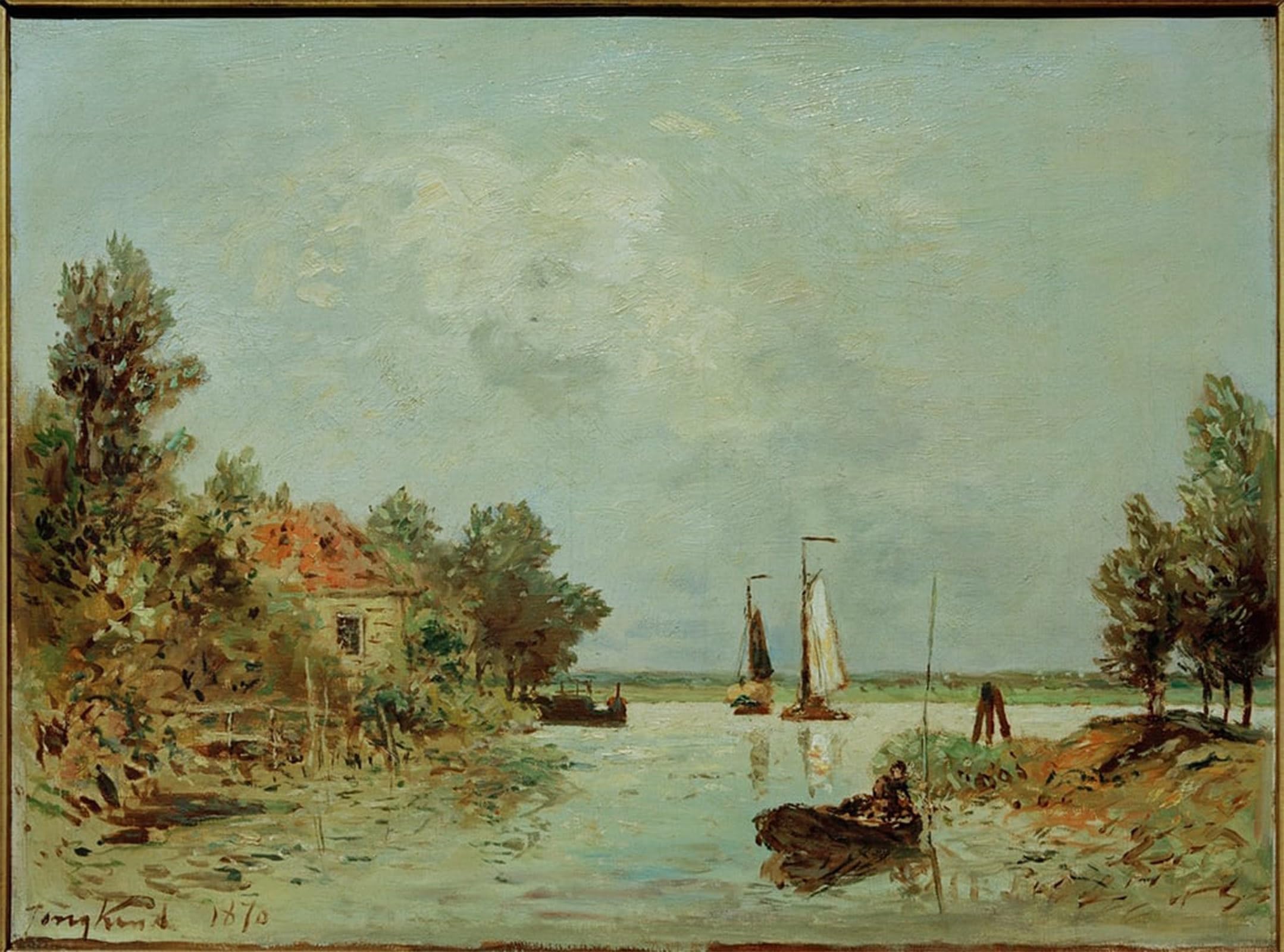 SERENDIPITP Vintage Picture Print on Canvas Wall Art Poster the Meuse Near Dordrecht by Johan Barthold Jongkind Artwork Print Poster for Wall Decor 60x90cm