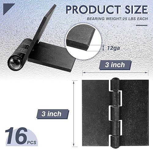 Vista 2 de Therwen 8 Pcs Weld Hinges Heavy Duty Steel Butt Hinge Corrosion and Rust Resistant Long Lasting Trailer Gate Hinge for Heavy Gates Doors (3 Inches)