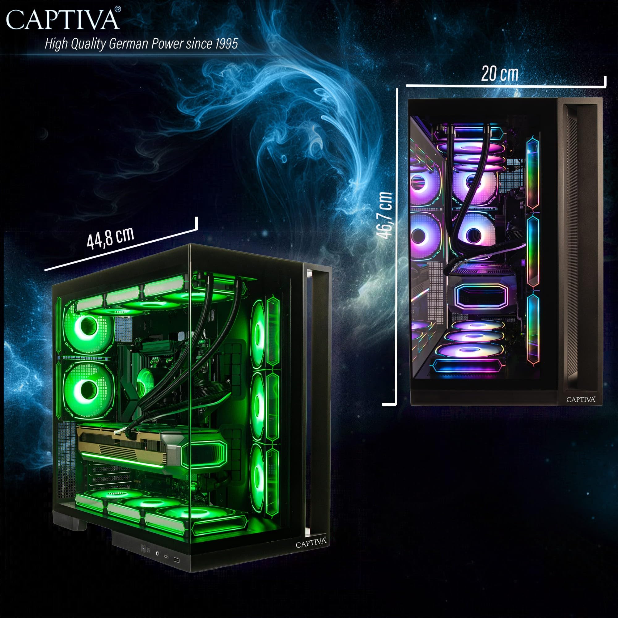 CAPTIVA PC Highend Gaming I90-064 (i9-14900KF/RTX5070 12GB GDDR7/SSD 2TB/64GB/WLAN/Windows 11 Home 64-bit) Intel? Core? i9 DDR5-SDRAM NVIDIA GeForce RTX 5070 Nero