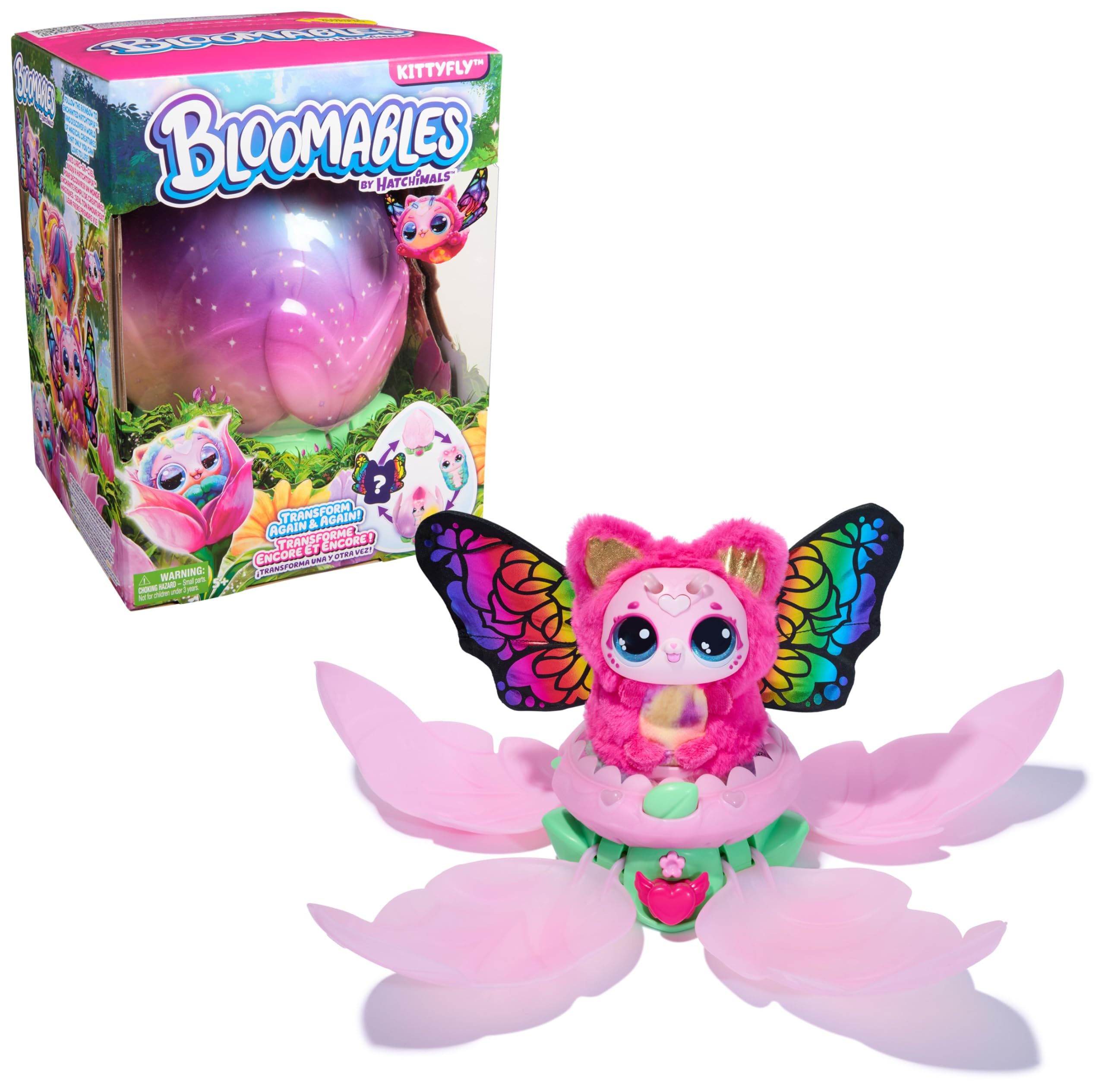 Hatchimals Bloomables Kittyfly, Interaktives Spielzeug mit Überraschung, doppelter Verwandlung und über 100 Geräuschen und Reaktionen, für Kinder ab 4 Jahren