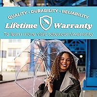 Vista 6 de Totes Adult Clear Bubble Umbrella with Dome Canopy and Lightweight Wind and Rain Protection Transparente