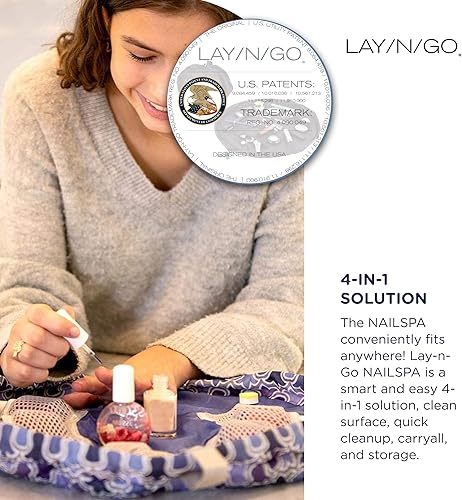 Miniatura 8 de Lay-n-Go NailSpa Bolsa de cosméticos con cordón  Bolsa organizadora portátil de suministros de uñas con 8 bolsillos de malla elástica y centro