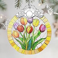 Vista 12 de Adornos de Navidad: adorno de vitral, adorno de árbol de Navidad, adornos colgantes para decoración del hogar y decoraciones del árbol de Navidad