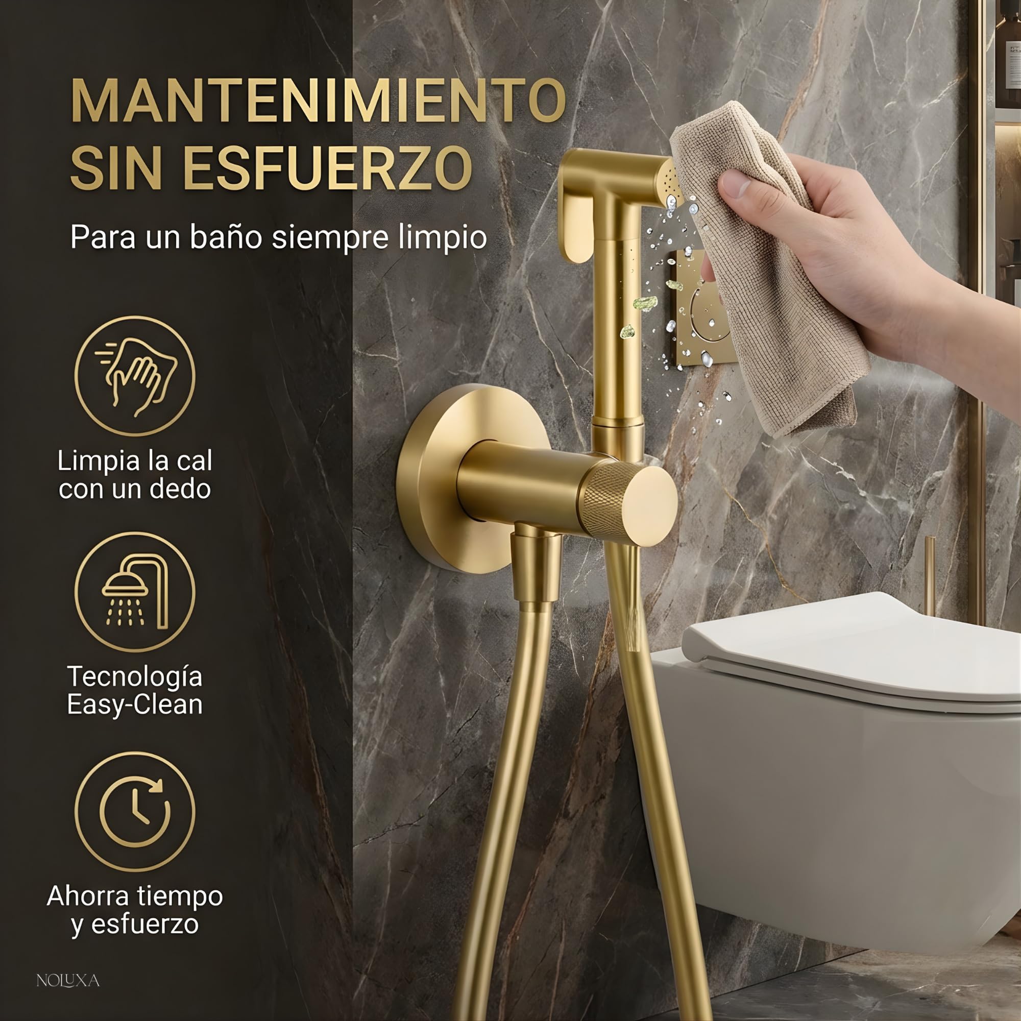 IMEX - Bidet bateria do zabudowy do toalety, prysznic bidet, zimna i gorąca woda, higieniczna głowica prysznicowa do toalety bidet, spryskiwacz bidet, zamiennik bidetu, łatwa instalacja (szczotkowane