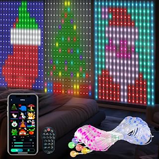 Curtain Lights,Smart LED Wall Lights with APP&Remote,Color Changing String Lights,Dynamic DIY for Bedroom Living Room Halloween Christmas Decor,5.25x5.25ft
