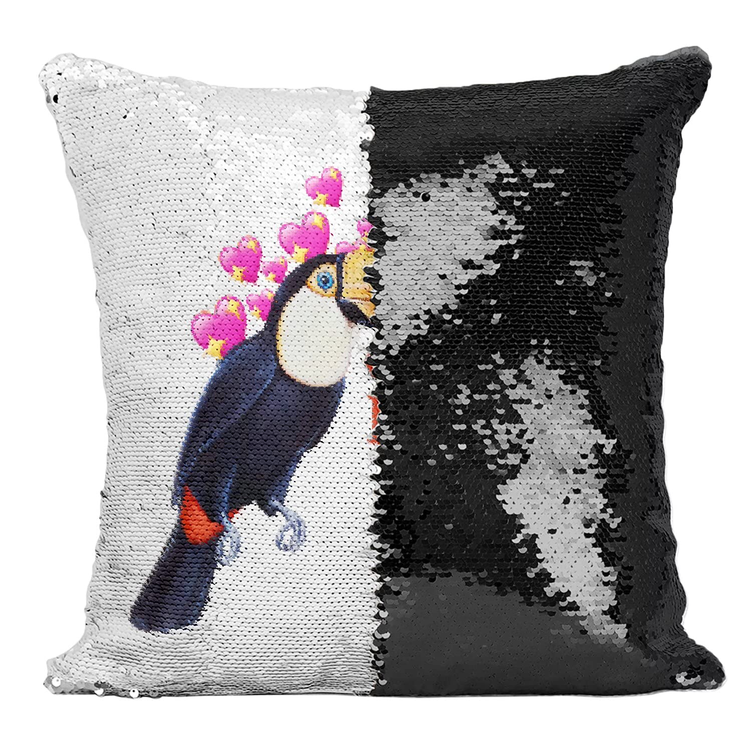 Coussin Humour Blague Pelicans - Cadeau Idéal Paillettes Magiques Noir